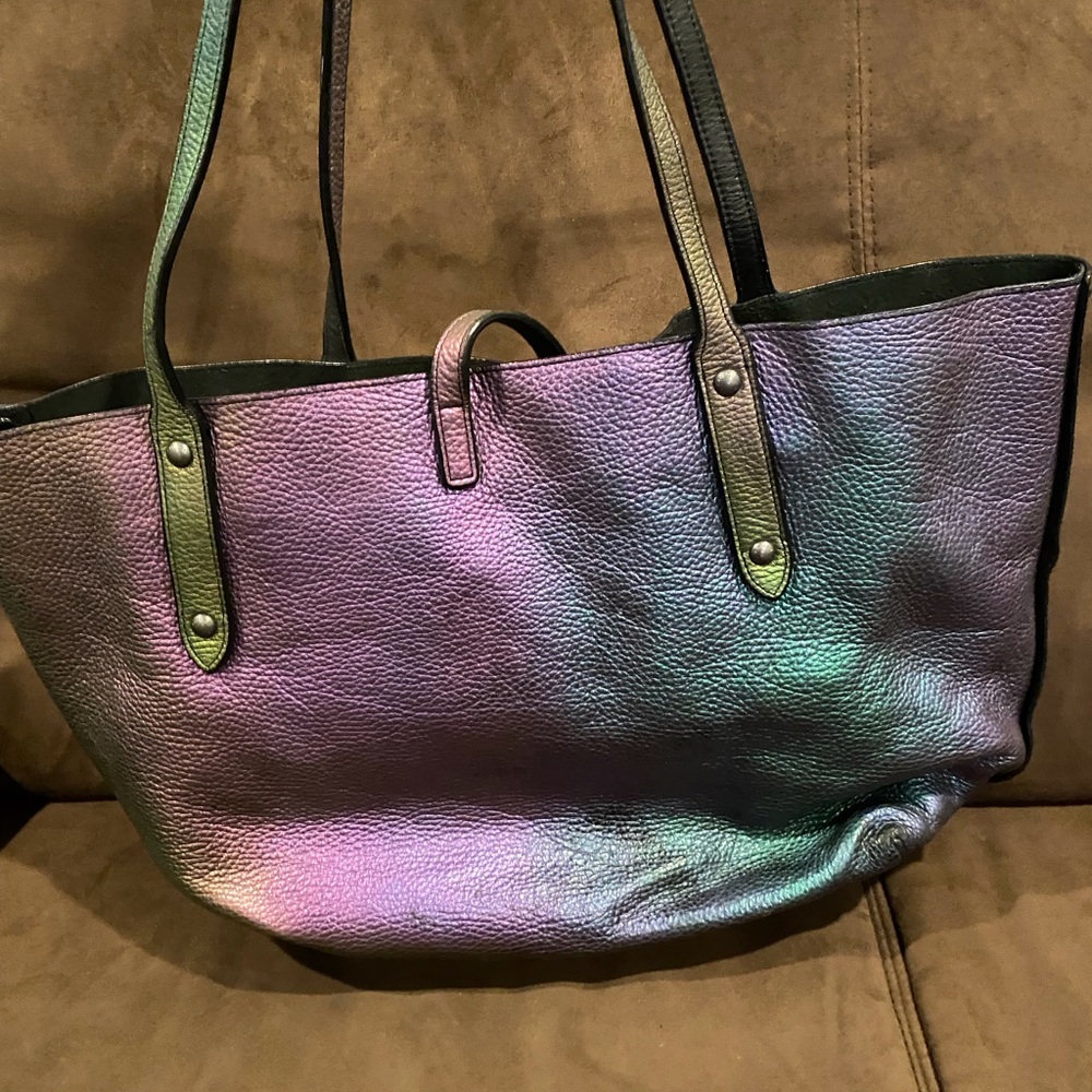 Coach Iridescent Multicolor Leather Tote Bag - Picture 2 of 6